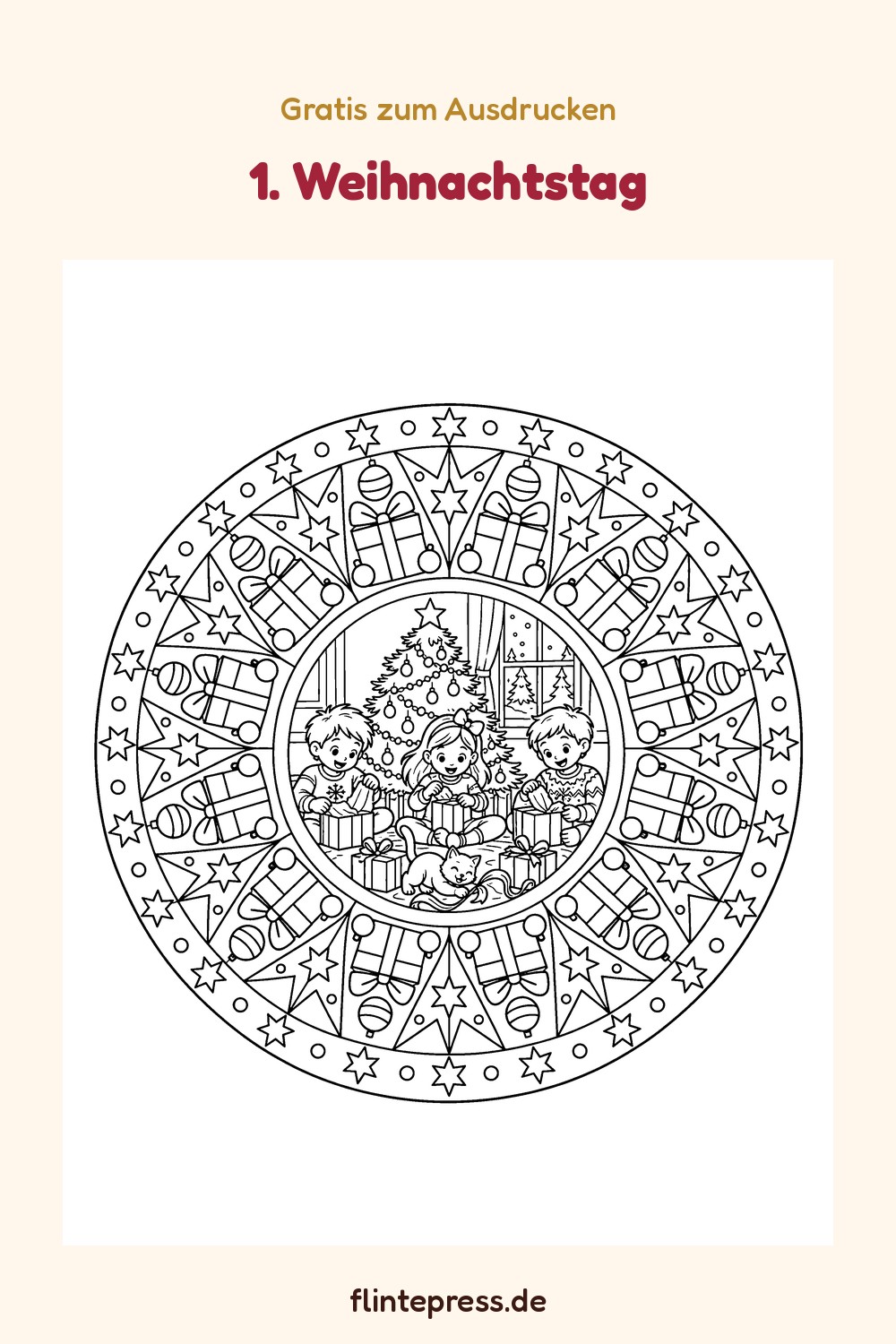 Mandala „Weihnachtstag“ zum Ausmalen
