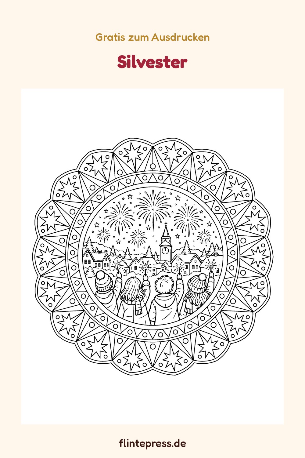 Mandala „Silvester“ zum Ausmalen