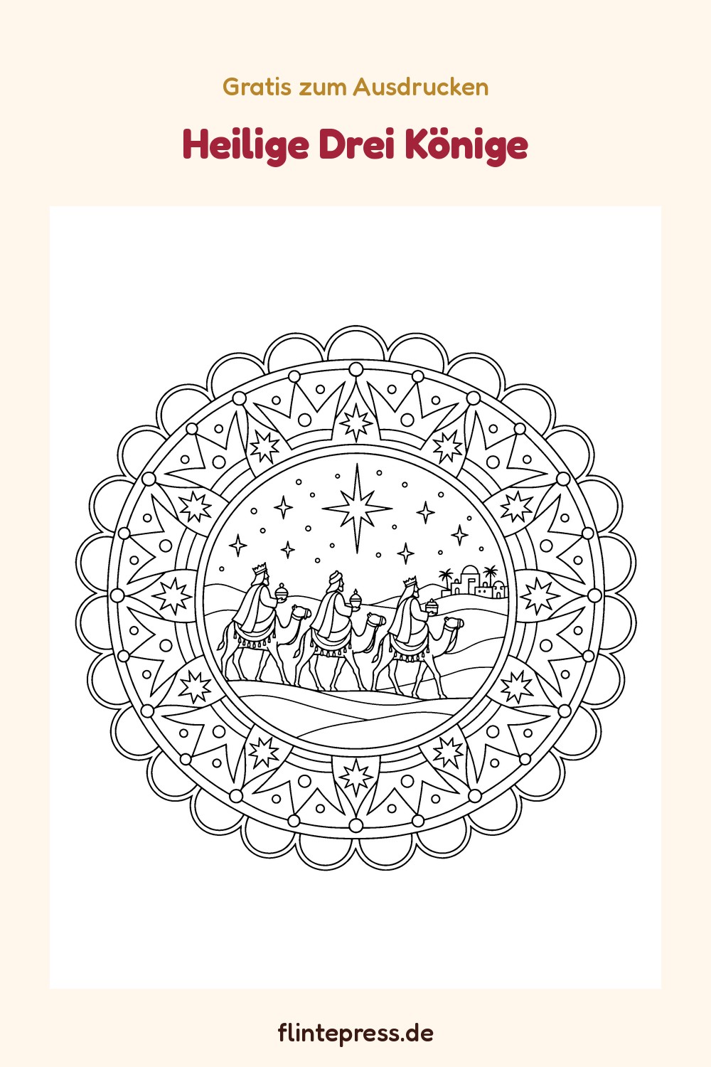 Mandala „Heilige Drei Könige“ zum Ausmalen