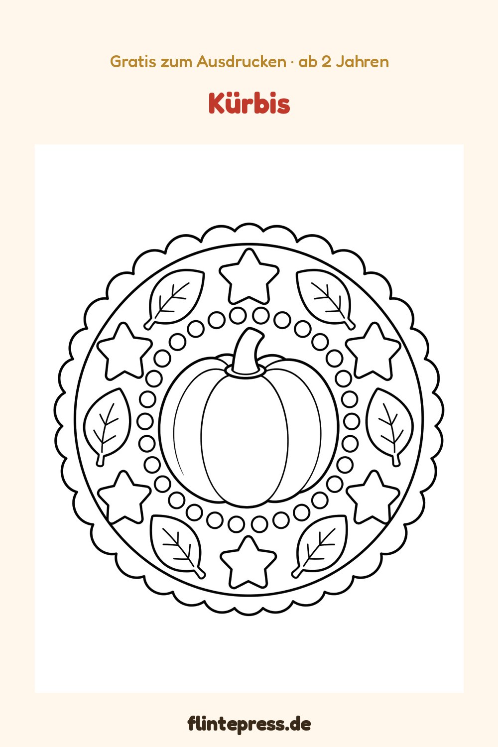 Bauernhof-Mandala „Kürbis“ zum Ausmalen