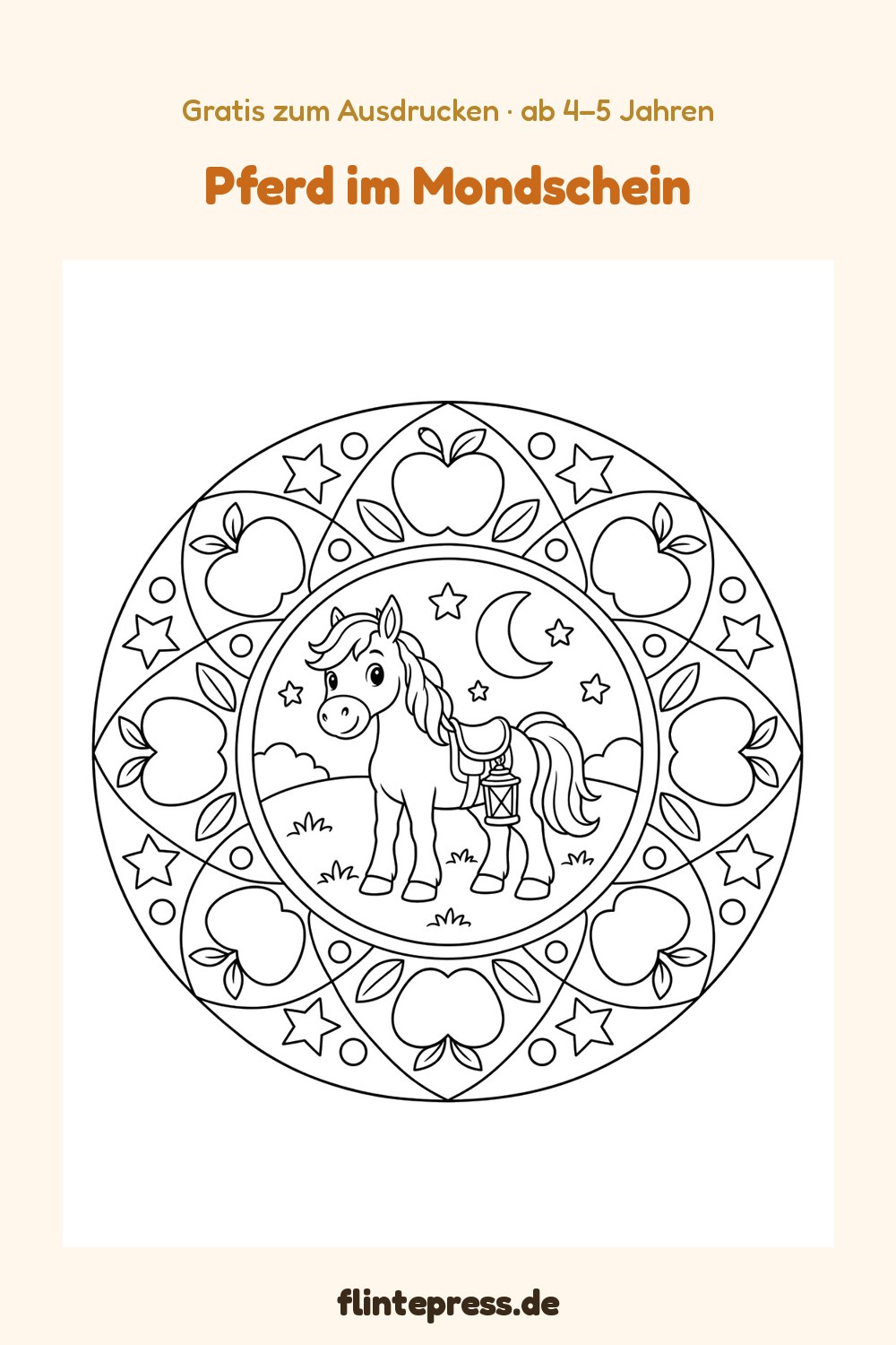 St. Martin-Mandala „Pferd im Mondschein“ zum Ausmalen