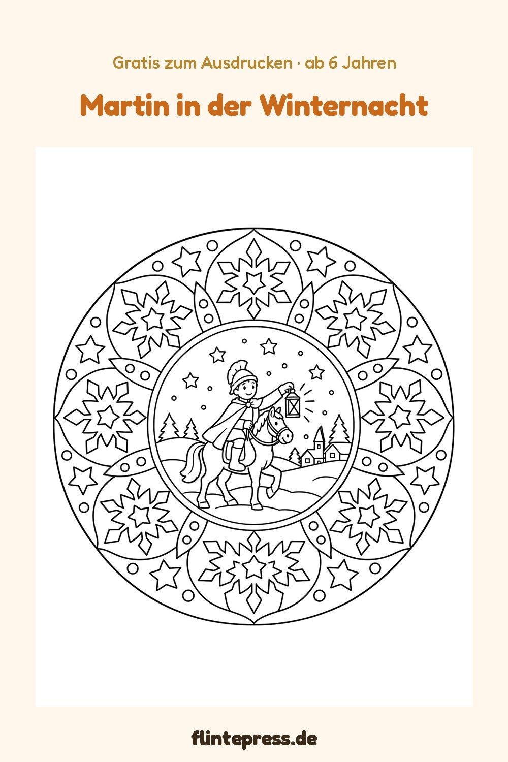 St. Martin-Mandala „Martin in der Winternacht“ zum Ausmalen